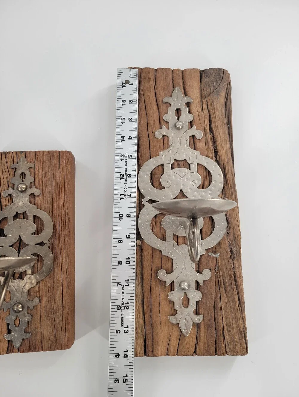 World Market Brown Wood and Silver Metal Wall Candle Sconce
